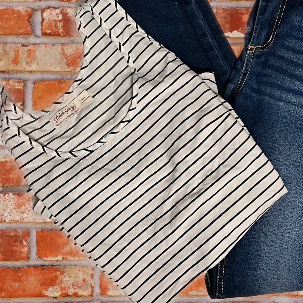 Faded Glory Black and White Stripe Tank